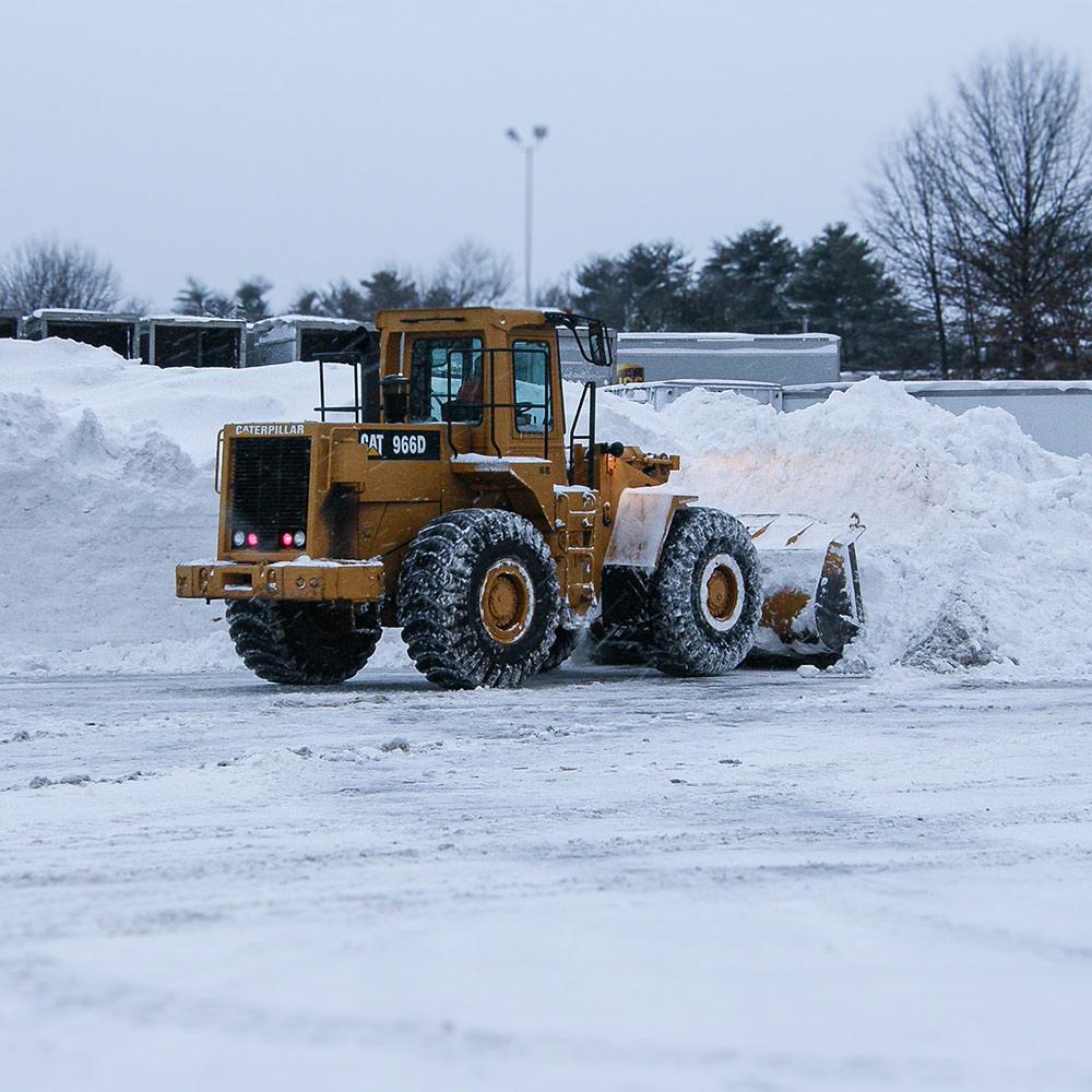 Plowed commercial lot after average snowfall in Bucks County winter storm