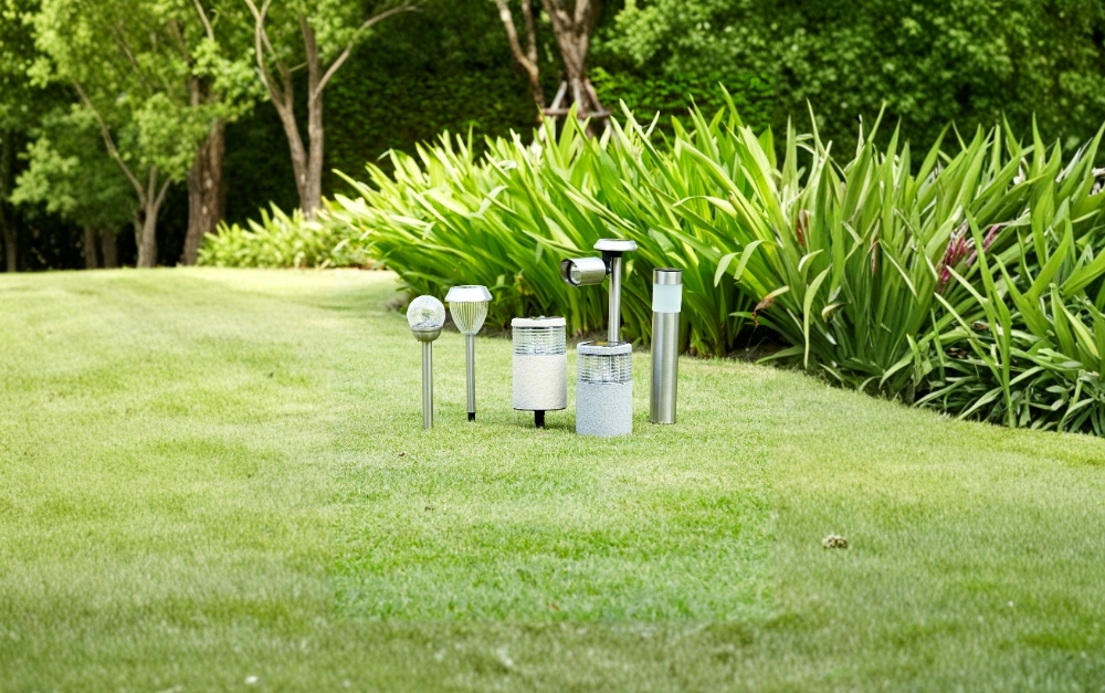 The Lingo Group team carefully positioning low-voltage landscape lighting along a walkway