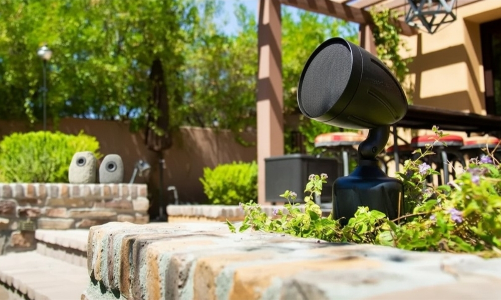 Multi-zone hidden outdoor speaker system installed at a Bucks County home patio and pool area