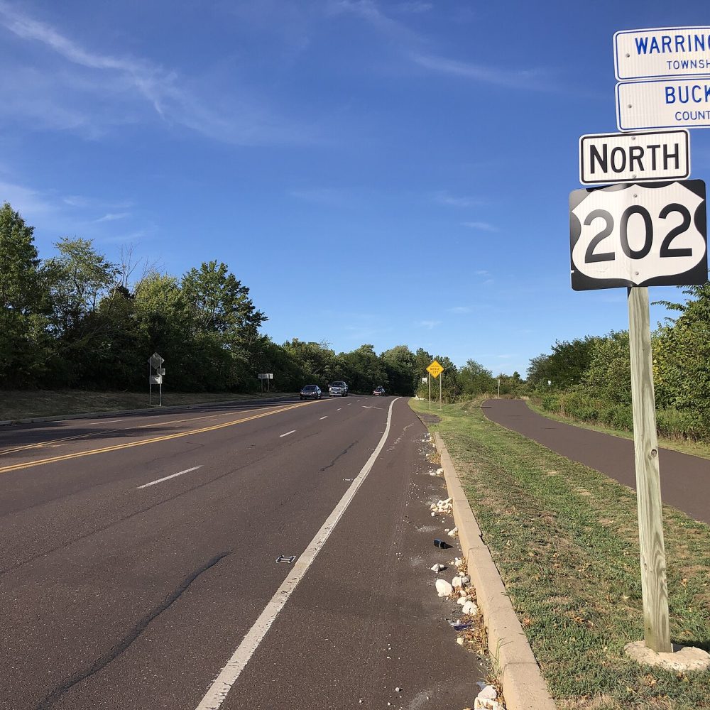 Route 202 entering Warrington Township, Bucks County, Pennsylvania